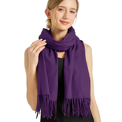 Ciormis Pashmina Scarf for Women, Soft Pashminas Shawls and Wraps for Evening Dresses, Wedding Bride Bridesmaid Shawls Scarf - color: V# Purple