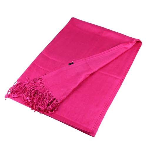 TZ Promise Women Pashmina Shawls and Wraps for Evening Dresses,Soft Large Long Scarf for Wedding,Bride Bridesmaid Gifts - color: Hot Pink