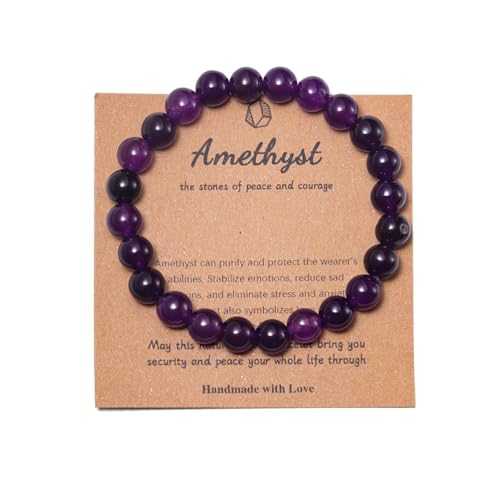 Pingyongchang Stress Relief Anxiety Yoga Bracelet,Crystal Stone Mantra Bracelets for Women Natural Beaded birthday Gifts Inspirational Bracelet for Men - color: Amethyst