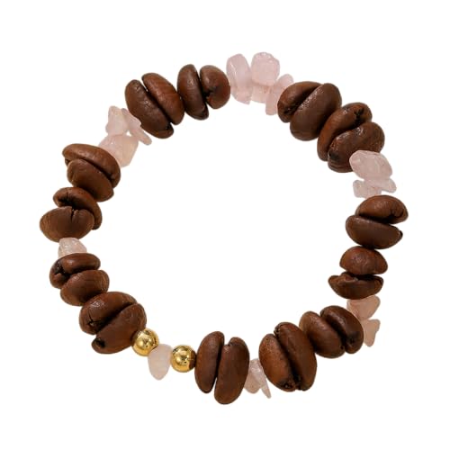 COLORFUL BLING Vintage Coffee Bean Wooden Beaded Stretch Bracelets Healing Crystal Elastic Bracelets Handmade Natural Gemstone Citrine Bracelets Jeweley Gifts - style: Style 4