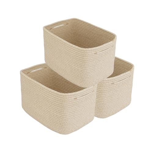 XUANGUO Rope storage Basket Bins Woven Basket for Organizing Shelves 15X10X9.3" Rectangle Decorative Baskets For storage Clothes Toys Books Towels Nursery basket organizer 3 pack Oatmeal - color: Oatmeal