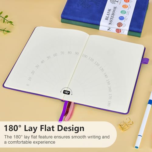 Blank Journal Ntebook for Men & Women, 160 Pages Leather Journals for Writing, Drawing Sketch Book,5.9" x 8.5" Hardcover Sketchbook, Unlined Notebooks for Work, School, Art (Purple)