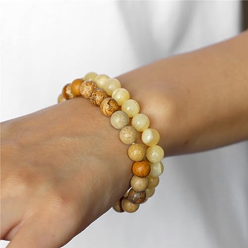 3 PCS Healing Crystal Bracelets for Women 8mm Natural Stone Beaded Stretch Bracelet Amethyst Jewelry Gifts
