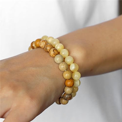 3 PCS Healing Crystal Bracelets for Women 8mm Natural Stone Beaded Stretch Bracelet Amethyst Jewelry Gifts
