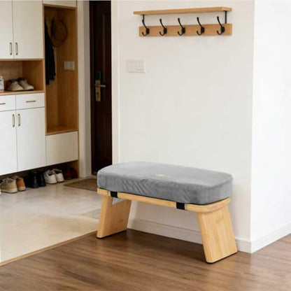 Meditation Bench, Bamboo Meditation Stool, Folding Kneeling Meditation Bench, Seiza Prayer Bench, Prayer Bench with Meditation Cushion, Kneeling Stool(Grey-Bag) - color: Grey-bag