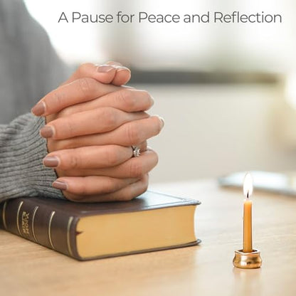 Mindful Meditation Candle Set with 12 Mini Taper Beeswax Candles with Brass Holder for Prayer & Reflection, Relaxation Gifts for Women Stress, Serenity Thinking of You Gift - size: 1 Pack
