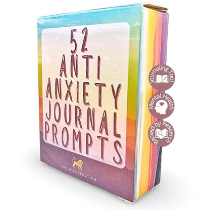 Calm Collective 52 Anti-Anxiety Journal Cards - Cognitive Behavioral Therapy (CBT) Journaling Prompts for Stress Relief, Self Care, Emotional Management, Mindfulness, & Mental Health