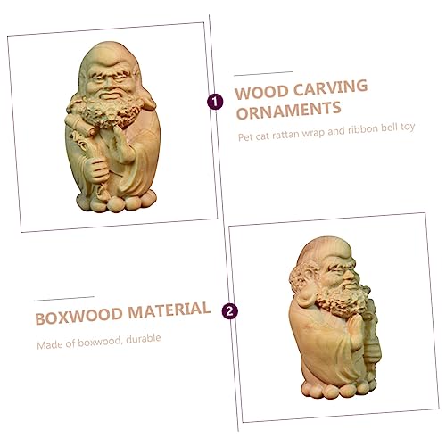 Bodhidharma Hand-Carved Wooden Statue Ornament Yellow Birch Material Zen Decor for Home Office Unique Desktop Figure for Meditation Spaces