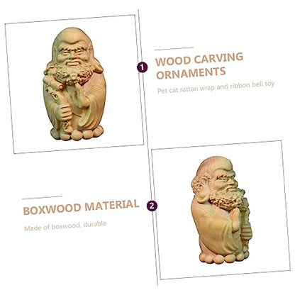 Bodhidharma Hand-Carved Wooden Statue Ornament Yellow Birch Material Zen Decor for Home Office Unique Desktop Figure for Meditation Spaces