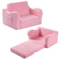 MOMCAYWEX Kids Sofa, 2-in-1 Flip-Out Foam Couch with Soft Sherpa Cover, Cozy Play Lounge Chair, Pink - color: Pink, size: Medium