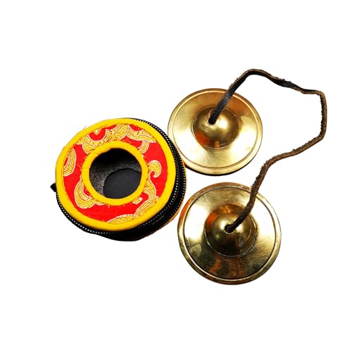 Tibetan Tingsha Bell Set - Tibetan Cymbals - for Sound Healing, Yoga, Meditation, and Mindfulness,Handmade in Nepal,Made of Brass,Plain Pattern,6.5cm/2.6 inch - color: 2-Brass-Plain-6.5cm