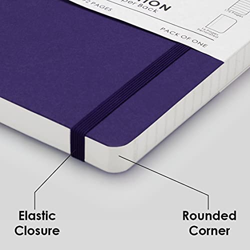 myPAPERCLIP Limited Edition A5 Ruled Notebook | 192 Pages, 100 GSM, Soft Cover, A5 (5.83 × 8.27 in) | Flat Lay | Bookmark & Elastic Closure | Amethyst - color: Amethyst, style: Ruled