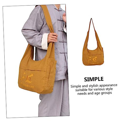 NOLITOY Buddhist Monk Sling Bag Ethnic Style Cotton Canvas Backpack for Meditation and Travel Water-Resistant Adjustable Strap and Spacious Storage