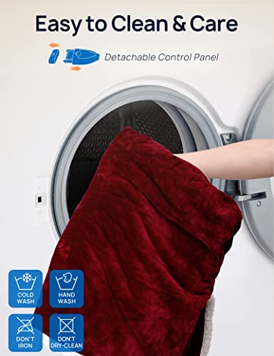 Westinghouse Christmas Electric Snuggle Throw Blankets with Foot Pocket, Wearable Heated Blanket with Sleeves, 6 Heating Levels & 2 to 10 Hours Heating Time Settings, 50 * 70"+18", Red - color: Christmas Red&ivory, size: 70*50" Heated Snuggle Blanket