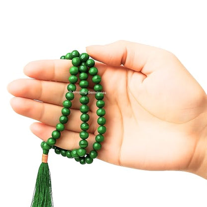 Amazing Gemstone Malachite Mala Beads - 108 Prayer Beads for Meditation and Mindfulness Practice, Handcrafted Mala Beads with Natural Gemstones for Spiritual Healing and Relaxation (Plain) - color: Malachite (Original), style: Plain