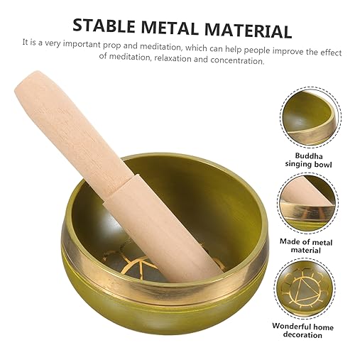 Copper Chime Singing Bowl Metal Meditation Bowl Stick Tibetan for Yoga Mindfulness and Stress Relief