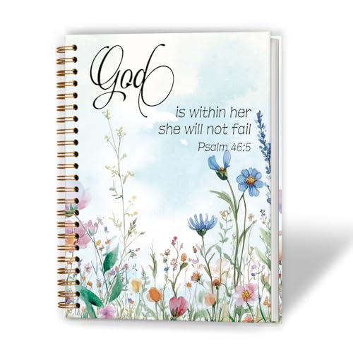 XUNLURY Vintage Wild Flower Botanical Plant Coquette God Says I Am Notebooks for Women 5.5x8.3 Inch, Church Notes Notebook, Prayer Bible Journal for Woman,Preppy Blue Girly Spiral Notebooks - color: Color_B