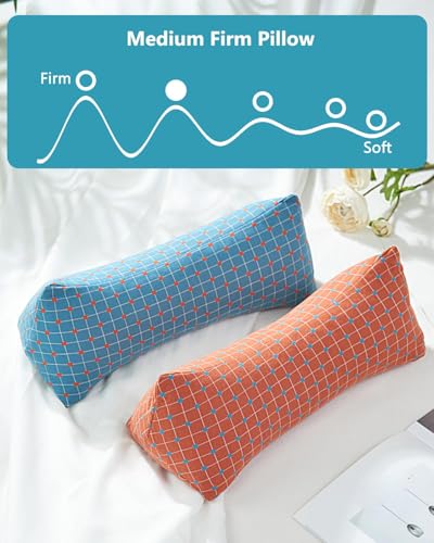 Wedge Contour Buckwheat Pillow for Neck Pain Relief, Ergonomic Triangle Neck Pillow for Side and Back Sleepers, Adjustable Breathable Pillow with Washable Cover 15.7"x5.9", Red - color: Triangle-red