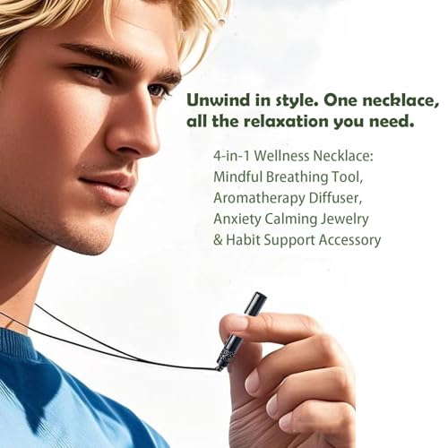 Stainless Steel Mindfulness Breathing Necklace for Anxiety Original Upgrades Breathlink with Essential Oil Diffuser Multifunctional Jewelry