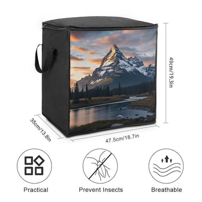 Mount at Sunset Organizer Storage Bags Soft Storage Bags with Zipper Thick Breathable Comforter Organizer with Carrying Handles Large Bag for Sheets Blankets Bedding Pillows Clothes