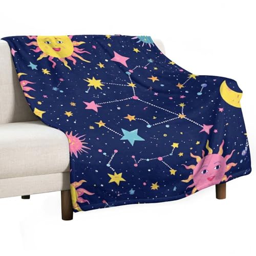Lightweight Flannel Blanket, Soft Bed Sofa Couch Cover, Space Galaxy Constellation Sun Moon Stars Pattern Portable Blanket - color: Color290, size: 30"x40"