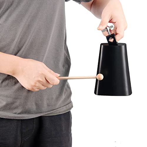 Eastrock 6 inch Metal Steel Cow Bells Noise Makers Hand Percussion Cowbell with Stick for Drum Set - size: 6''