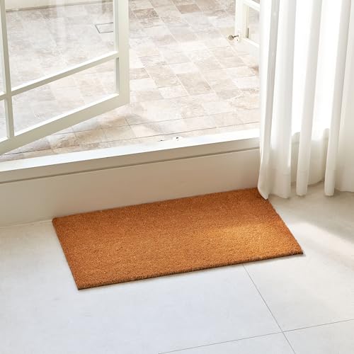 Coco Coir Door Mat with Heavy Duty Backing, Welcome Doormat (17" x 30"), Doormat Entrance (Plain - 1Pack) - color: Plain - 1pack