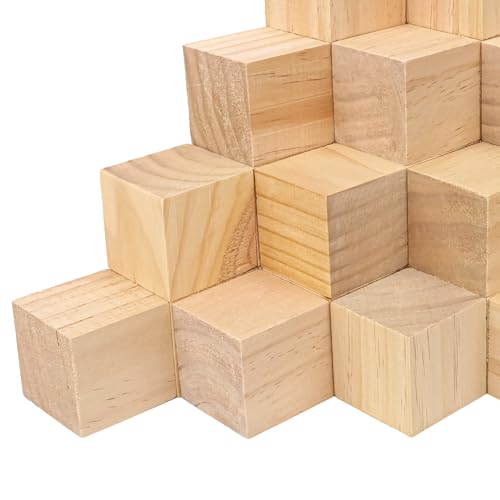 55 PCS Premium 2 Inch Wooden Cubes, Natural Pine Wood Cubes for Crafts, Wood Blocks Ready for Artistic DIY Projects-Unleash Creativity with Blank Wood Blocks - size: 55 PCS 2 Inch