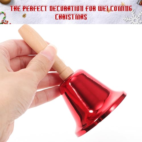 jojofuny 2 Pack Hand Bells with Handle Metal Rattle Ring Bell for Outdoor Camping Safety Holiday Decoration Classroom Use 4.72X2.48X2.48 Inch