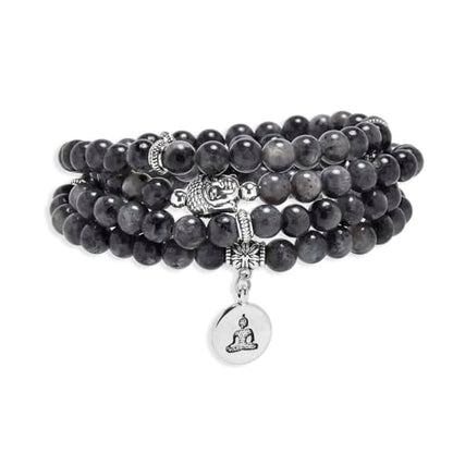 108 Mala Beads Bracelet/Necklace with Buddha Charm – Meditation Beads, Yoga Jewelry, Prayer Beads, Zen Necklace – Ideal Gift for Spiritual Practice - style: Labradorite