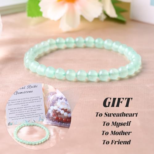 Handmade Stretch Elastic Bracelet Natural Stone Crystal Healing Power Energy Gifts for Reiki Nature's Beauty and Spiritual Essence Unisex 6mm - color: Green Adventurine