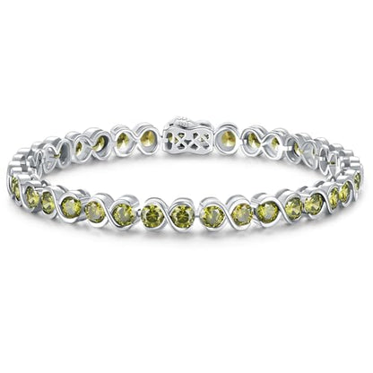 Birthstone Bracelets for Women, Sterling Silver 7 Inch Infinity Tennis Bracelet, Wedding Anniversary Birthday Jewelry Gifts for Women Wife Girlfriend Mom Her - color: 08-Aug-Peridot