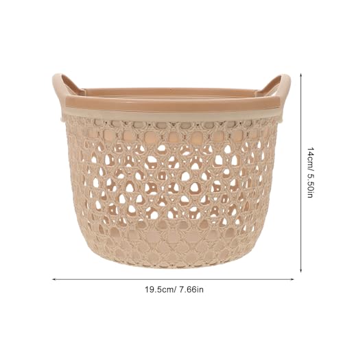 PRETYZOOM Waterproof Woven Storage Basket with Handle Multi-Use Organizer for Bedroom Bathroom Living Room Large Capacity Sundries Organizer Compact 7.67X7.67X5.51 Inch Laundry and Cosmetics Storage
