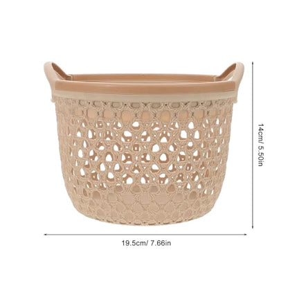 PRETYZOOM Waterproof Woven Storage Basket with Handle Multi-Use Organizer for Bedroom Bathroom Living Room Large Capacity Sundries Organizer Compact 7.67X7.67X5.51 Inch Laundry and Cosmetics Storage