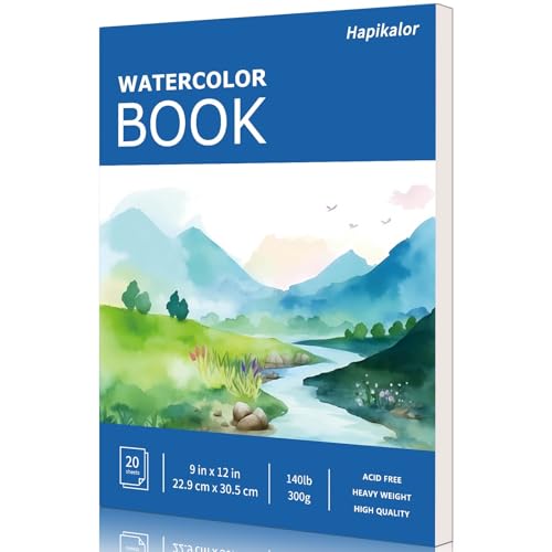 Hapikalor Watercolor Paper Pad, 9"x12" 140lb/300gsm Artist Drawing Sketch Book, Paper Pad, Art Journal, Arts and Crafts Supplies for Adults Kids, Paint Set, Colors, Canvas Painting, Watercolors, Blue - color: Blue, size: 9" x 12" Pad