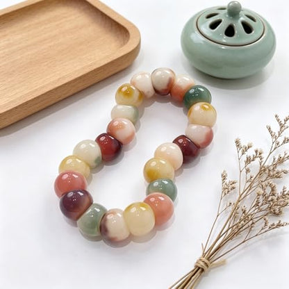 MUDI Bracelet For Women, Bodhi Seed Beads Bracelets Fidget Healing Energy Protection Stretch to My Man Jewelry Gift - color: Oval Colorful