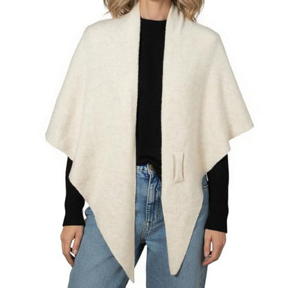RIIQIICHY Shawl Wrap Women Pashmina Triangle Cape Knit Sweater Scarf for Fall Winter Fashion Accessory - color: Beige