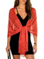 Sumolux Shawls Wraps for Evening Dresses Metallic Glitter Shawls Scarf for Women Sparkling Wedding with Free Buckle - color: Red