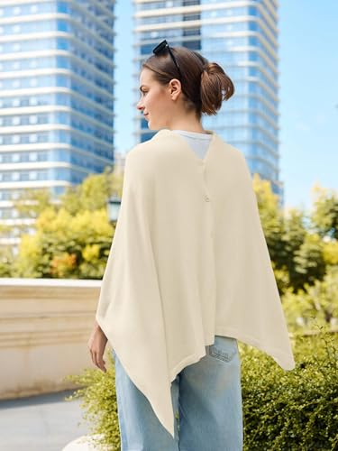 Lacretazhi Women'S Shawl Wraps Poncho Sweater Lightweight Knit Scarf With Buttons Versatile Cape Cardigan Spring Summer Fall - color: Barley Twist