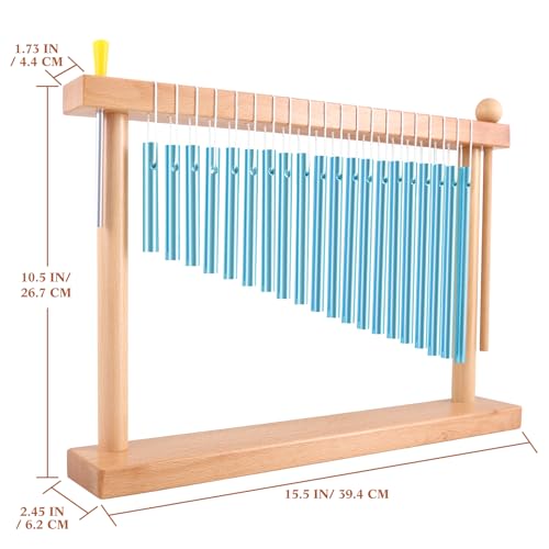 EASTROCK 20 Note Chime Table Wind Chime Bar Percussion Instrument Single Row Chime Hand Chimes Relaxing Meditation Healing Sound Desktop Decoration (Blue) - color: Blue