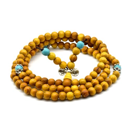 Zen Dear Natural Golden Sandalwood Mexican Bocote Mala Prayer Bead Bracelet Link Wrist Necklace Mala Beads - style: 6mm 108 beads special