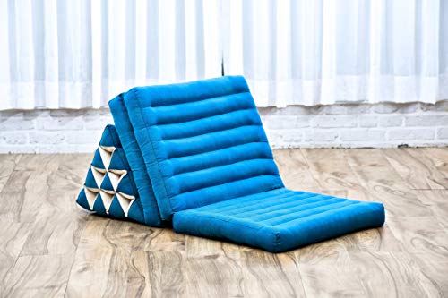 Leewadee 3-Fold Mat with Triangle Cushion – Comfortable TV Pillow, Foldable Mattress with Cushion Made of Eco-Friendly Kapok, 67 x 21 inches, Light Blue - color: Cl22 - Light Blue, size: 3 seating segments