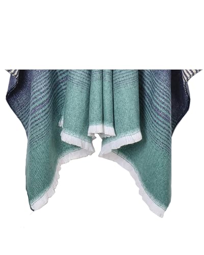 Women's Shawls and Wraps Open Front Poncho Cape Winter Sweater - color: P12-gradient Lake Blue