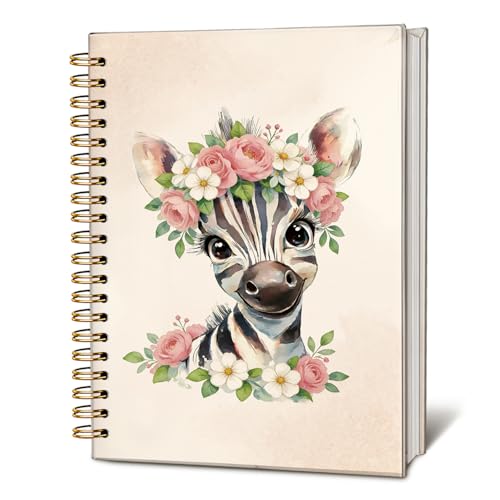 LIANGW Cute Zebra Gifts Notebook Journal for Kids, Gifts for Zebra Lovers, Cute Animal Notebook Journal for School Women Teen Girls Kids, Watercolor Baby Animal Hardcover Spiral Notebook 5.5x8.3 Inch - color: 01-zebra (kids)