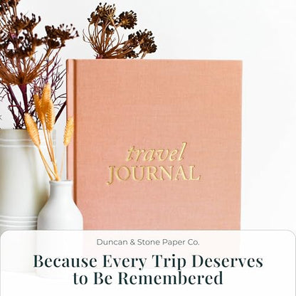 DUNCAN & STONE PAPER CO. Travel Journals - Elegant Journaling Notebook To Record All Your Travel Adventures Up To 15 Trips (Rose,110 Page) - color: Rose
