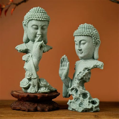 livelyfish Meditating Buddha Statue Zen Garden Statues Sandstone Thinker Buddha Sculpture Figurine for Fish Tank Aquarium Home Decorations, Gift (A) - size: A
