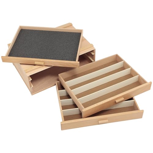 HG Art Concepts 4-Drawer Artist's Chest Craft Storage Box, Natural Birch Finish, Foam-Lined Drawers for Brushes, Removable Dividers, Sturdy Wood Construction, Stackable Solution - size: 4 Drawer