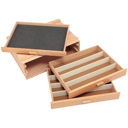 HG Art Concepts 4-Drawer Artist's Chest Craft Storage Box, Natural Birch Finish, Foam-Lined Drawers for Brushes, Removable Dividers, Sturdy Wood Construction, Stackable Solution - size: 4 Drawer