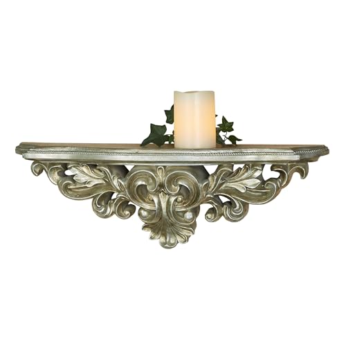 Touch of Class Aged Silver Wall Shelf | Hand-Finished Resin Design with Acanthus Leaf Accents, Twisted Rope Border | Beveled Edge | 23" W Decorative Shelf for Classic Traditional Home Decor - color: Aged Silver, size: Large Wall Shelf