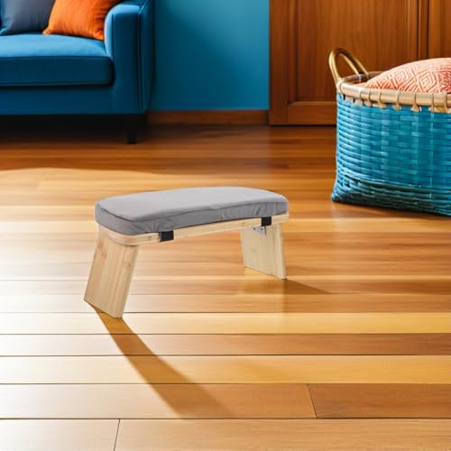 CHILDWEET Wood Folding Bench Stool with Cushion Ergonomic Prayer Chair and Zen Sitting at Home Or Studio